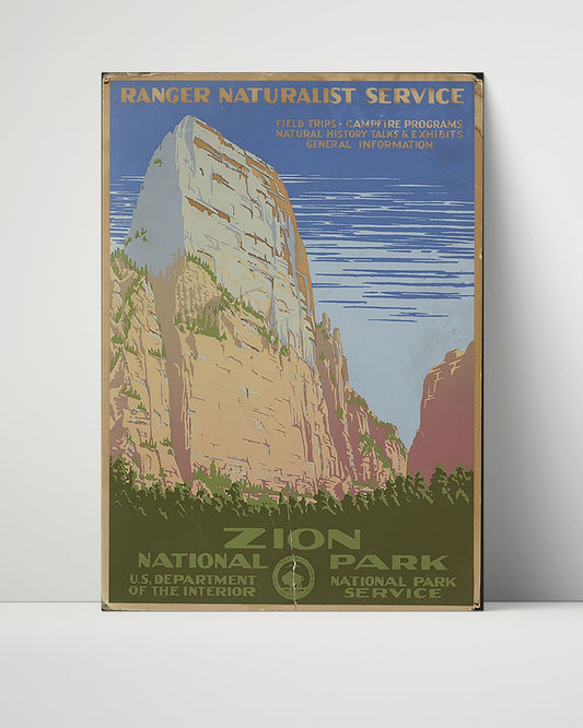 Classic Travel Unframed Poster -  Zion National Park - Ranger Naturalist Service 1938