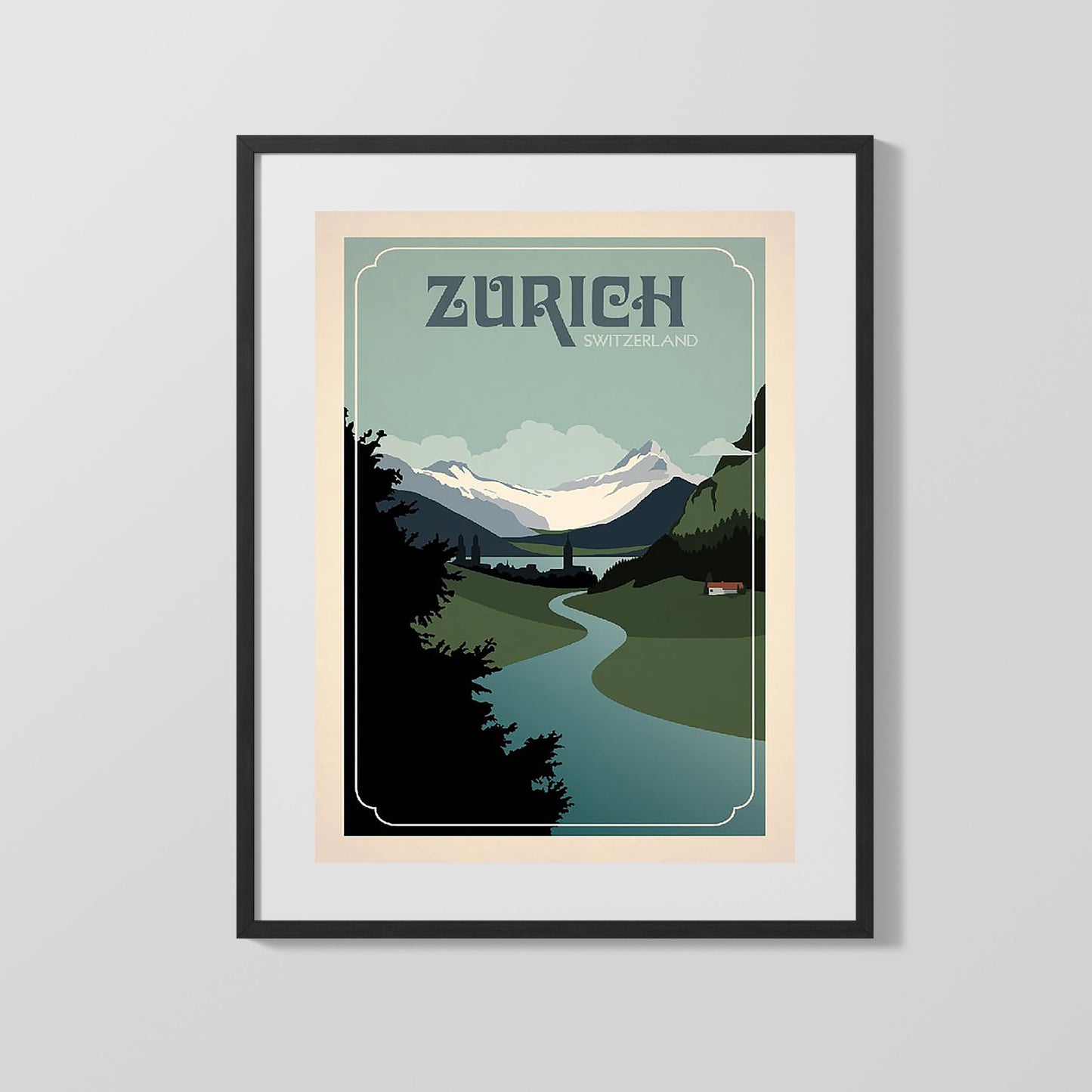 Classic Travel Poster - Zurich - Alps River
