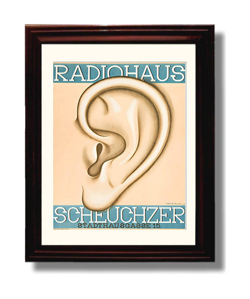 Zurich Radiohaus Scheuchzer Vintage Travel Print 8x10 Beveled Frame travel wall art print