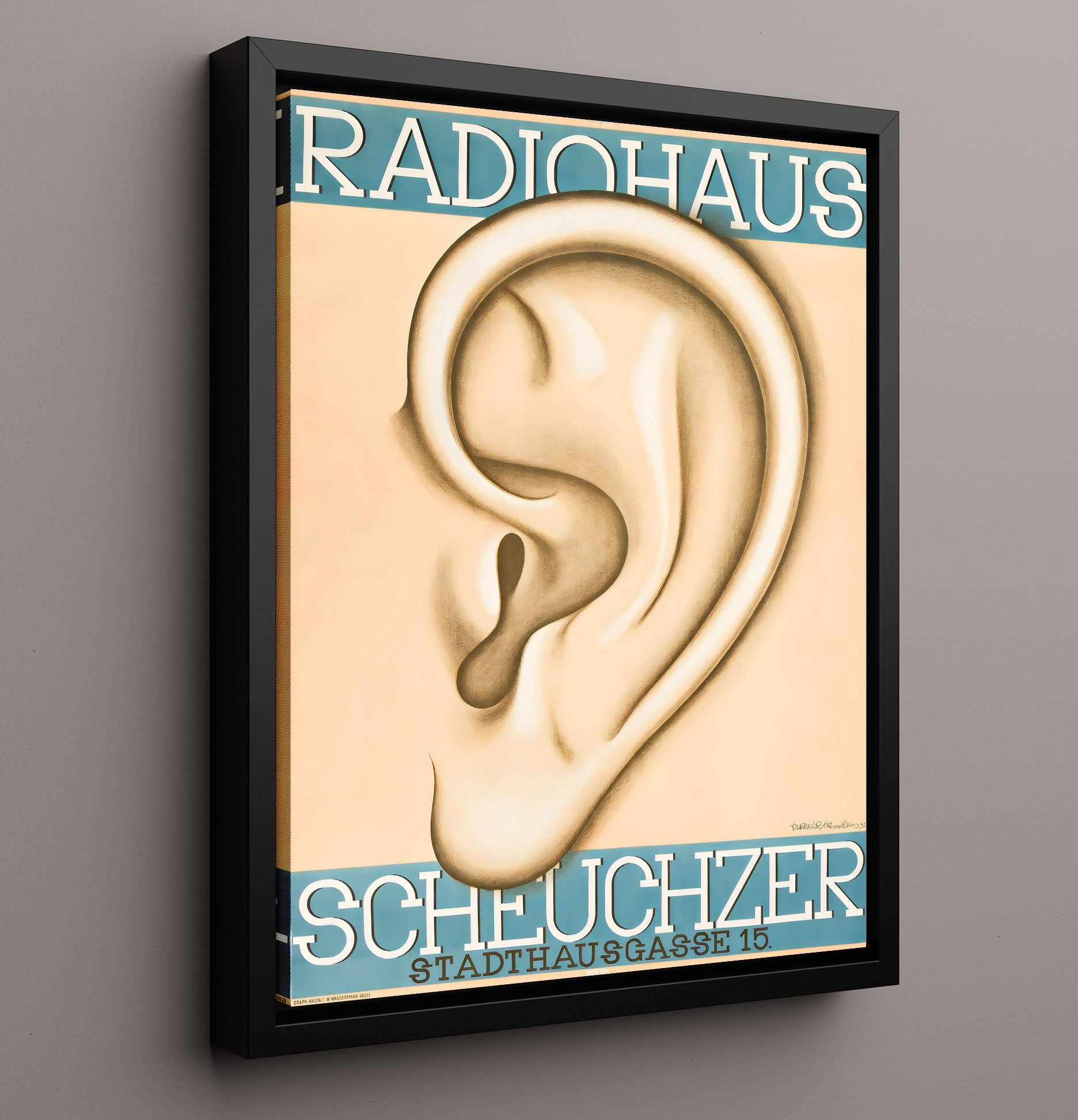 Zurich Radiohaus Scheuchzer Vintage Travel Print 16x20 Framed Canvas travel wall art print