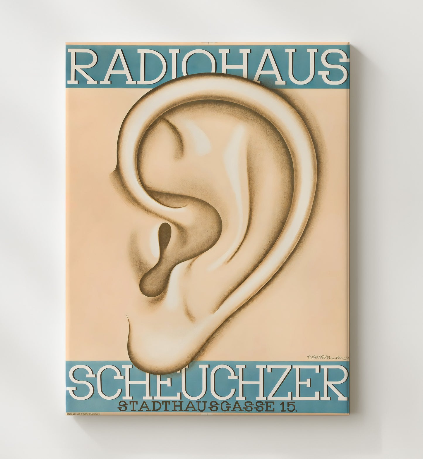 Zurich Radiohaus Scheuchzer Vintage Travel Print 20x24 Canvas travel wall art print