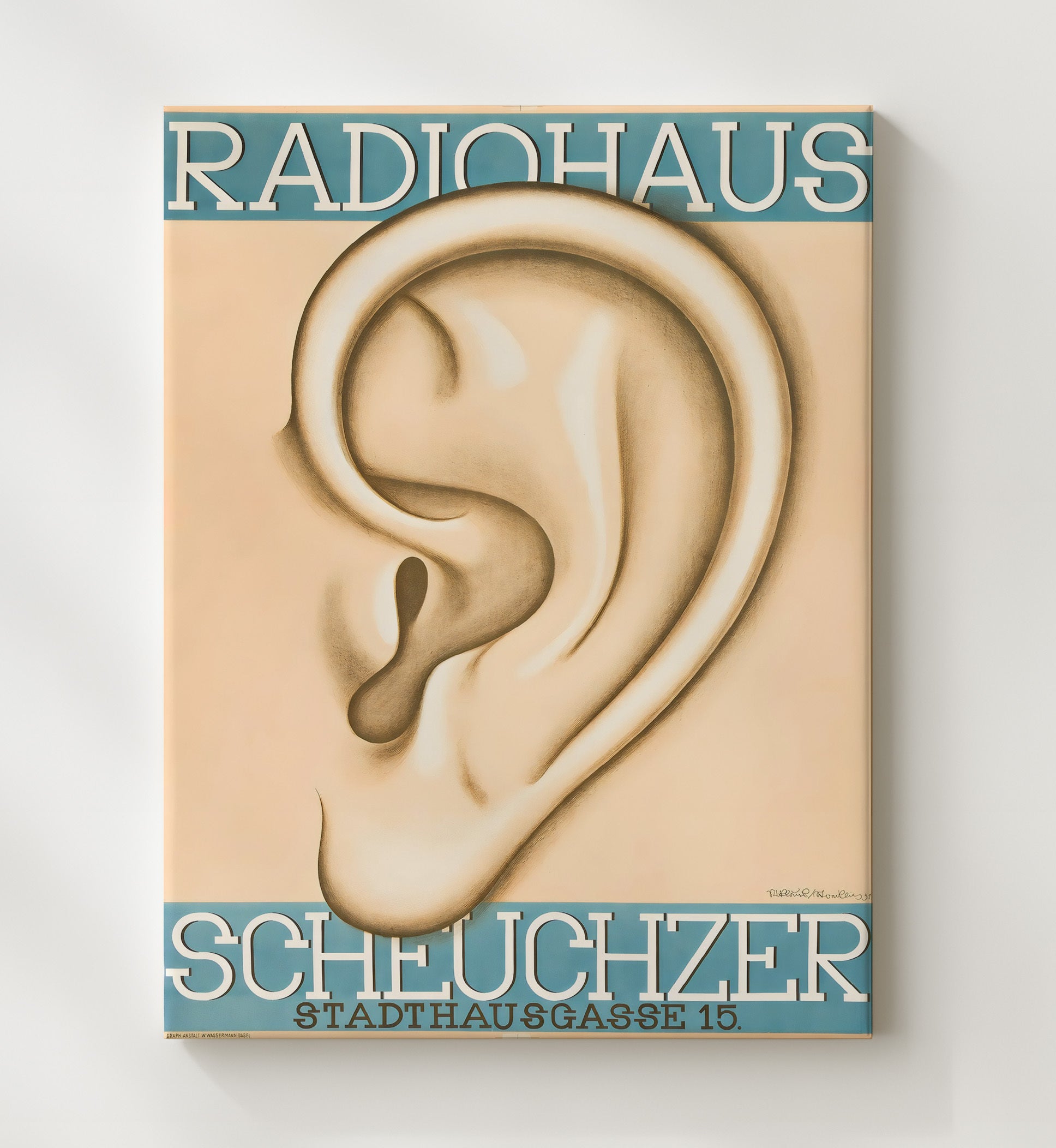 Zurich Radiohaus Scheuchzer Vintage Travel Print 20x24 Canvas travel wall art print