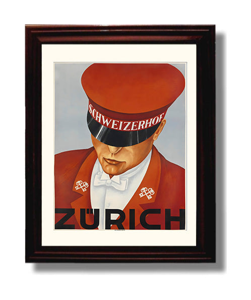 Zurich Schweizerhof travel poster wall art 8x10 Canvas