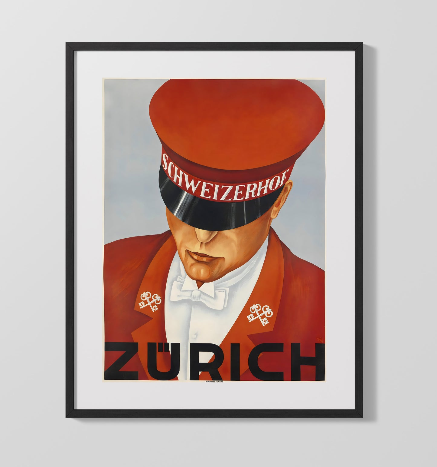 Zurich Schweizerhof Vintage Travel Print 16x20 Gallery Frame travel wall art print