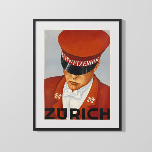 Classic Travel Poster - Zurich - Schweizerhof Travel Vintage Framed Prints Gallery Frame 16x20