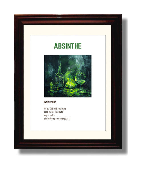 Absinthe 8x10 Beveled Frame cocktail recipe wall art print – Cocktail Recipies decor