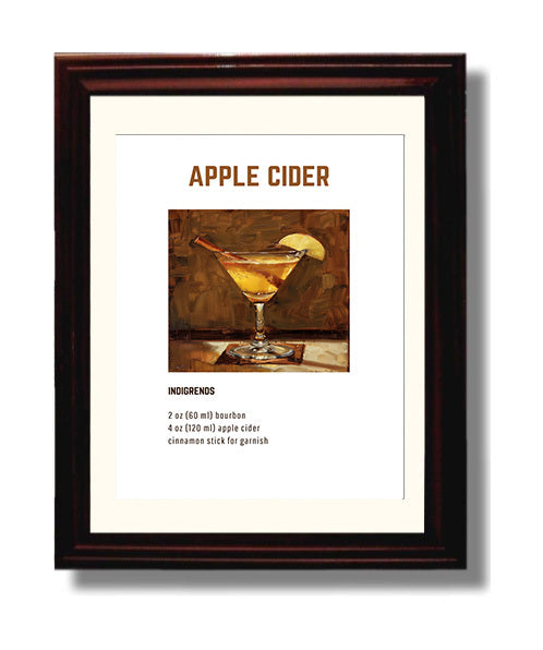Apple Cider 8x10 Beveled Frame cocktail recipe wall art print – Cocktail Recipies decor