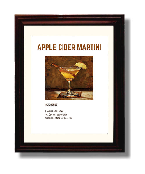 Apple Cider Martini 8x10 Beveled Frame cocktail recipe wall art print – Cocktail Recipies decor