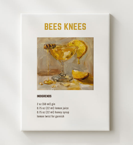 Bee's Knees 16x20 Gallery Frame cocktail recipe wall art