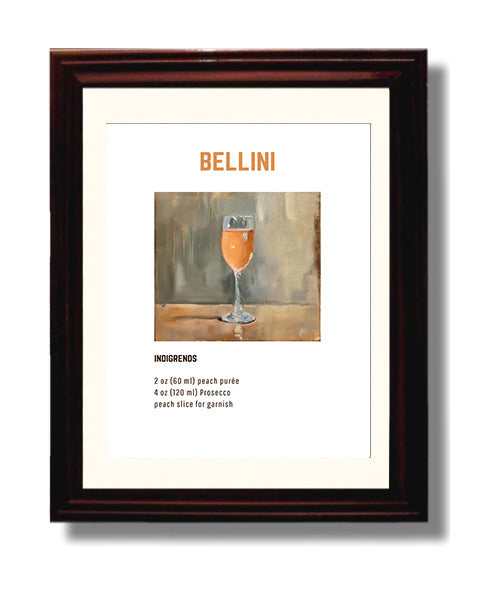 Bellini 8x10 Beveled Frame cocktail recipe wall art print – Cocktail Recipies decor