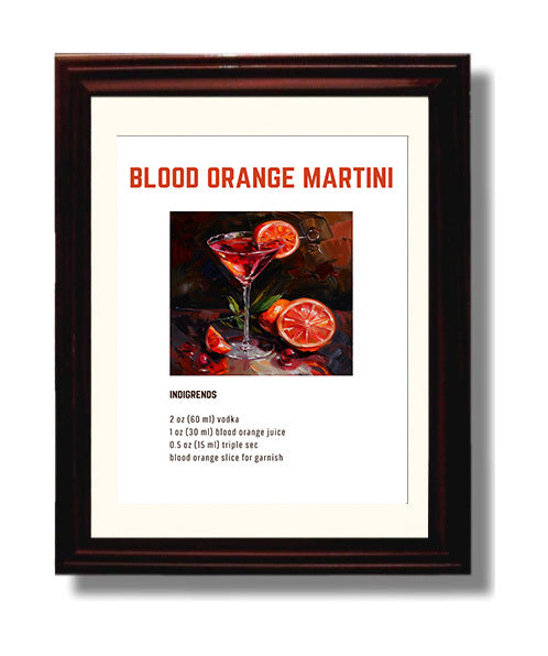 Blood Orange Martini 8x10 Beveled Frame cocktail recipe wall art print – Cocktail Recipies decor