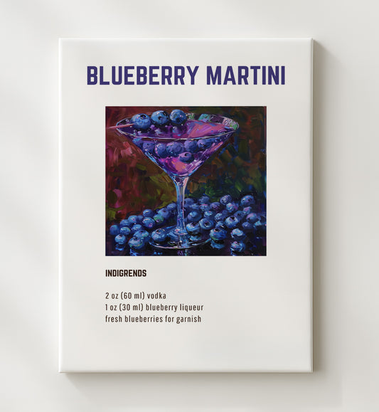 Blueberry Martini 16x20 Gallery Frame cocktail recipe wall art