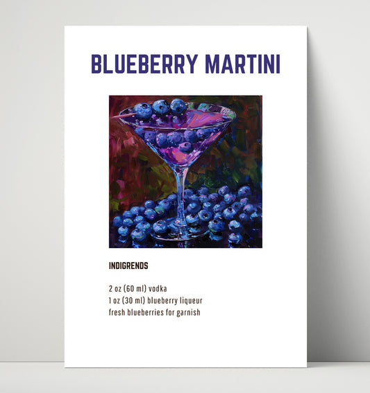Blueberry Martini - Fresh Blueberry Vodka Cocktail - 16x20 Unframed Print