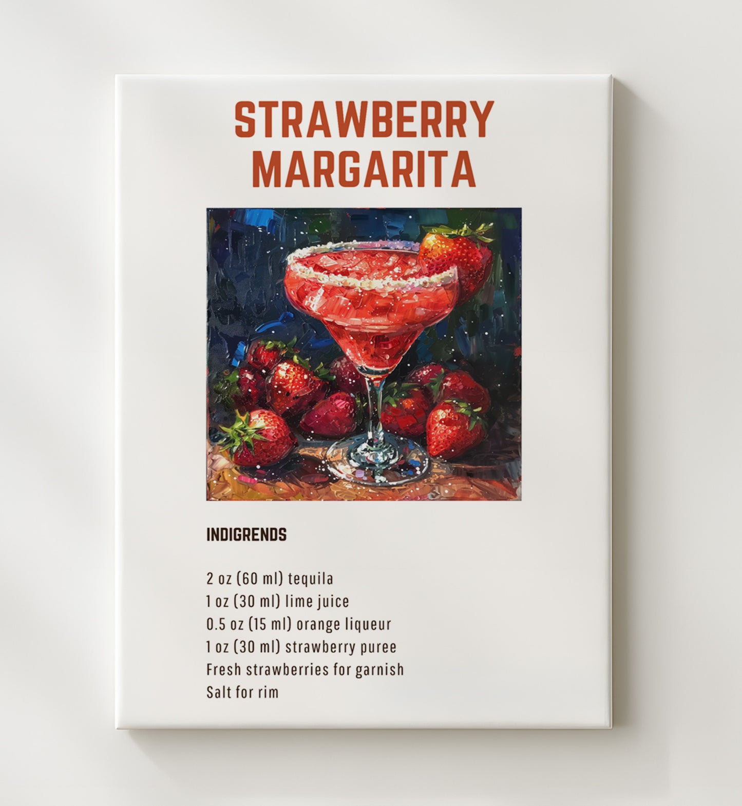 Boulevardier 20x24 Canvas cocktail recipe wall art print – Cocktail Recipies decor