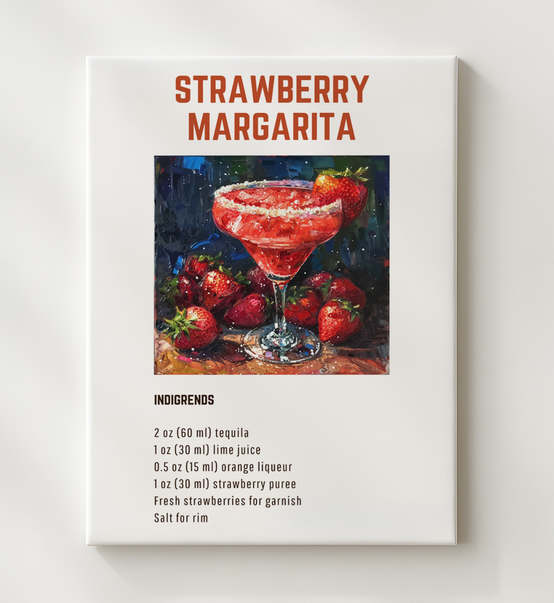 Boulevardier 20x24 Canvas cocktail recipe wall art print – Cocktail Recipies decor