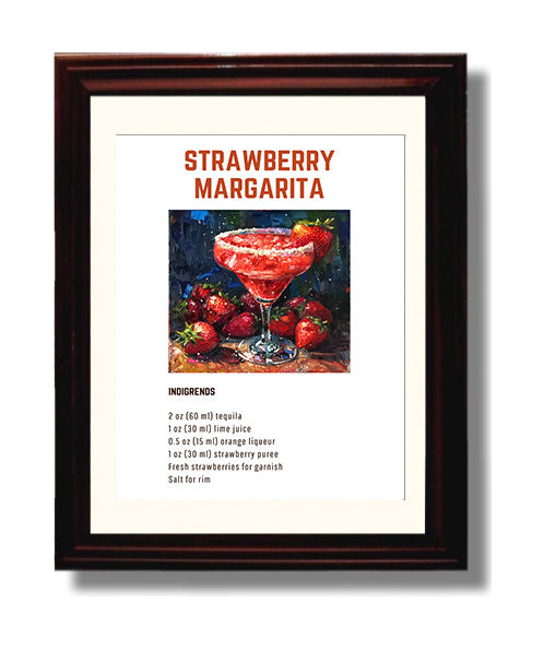 Boulevardier 8x10 Beveled Frame cocktail recipe wall art print – Cocktail Recipies decor