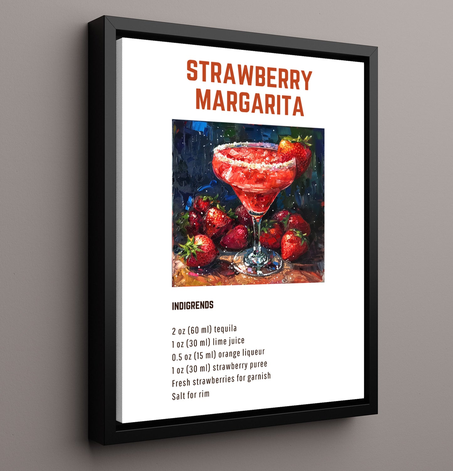 Boulevardier 16x20 Framed Canvas cocktail recipe wall art print – Cocktail Recipies decor