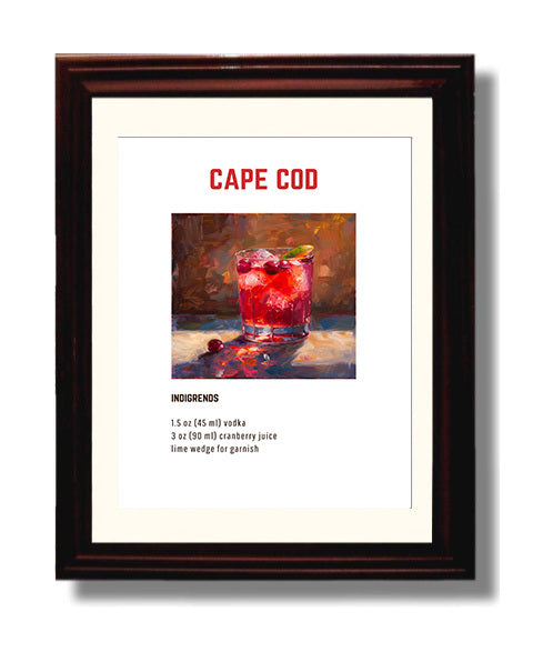 Cape Cod 8x10 Beveled Frame cocktail recipe wall art print – Cocktail Recipies decor