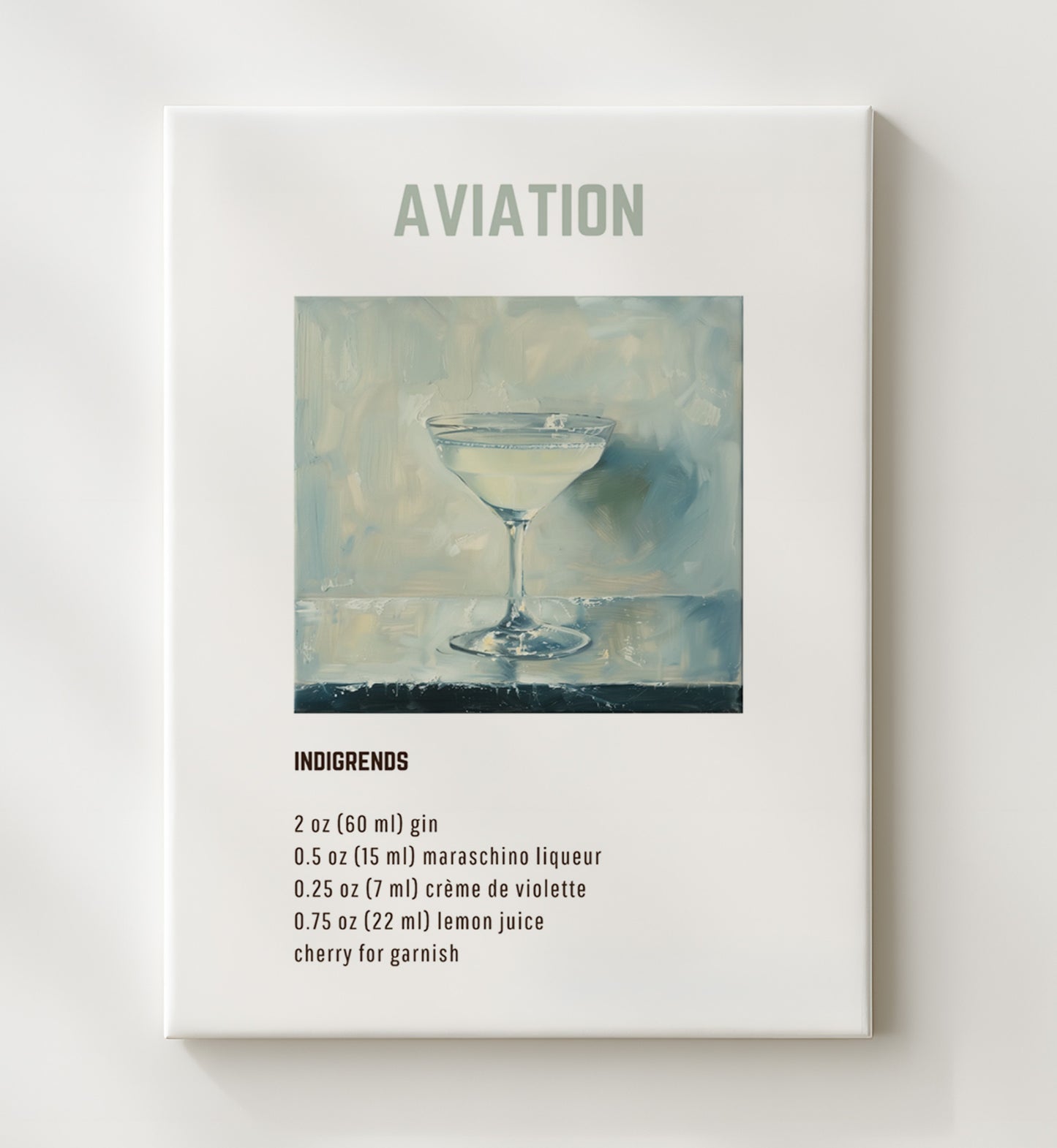 Champagne 20x24 Canvas cocktail recipe wall art print – Cocktail Recipies decor