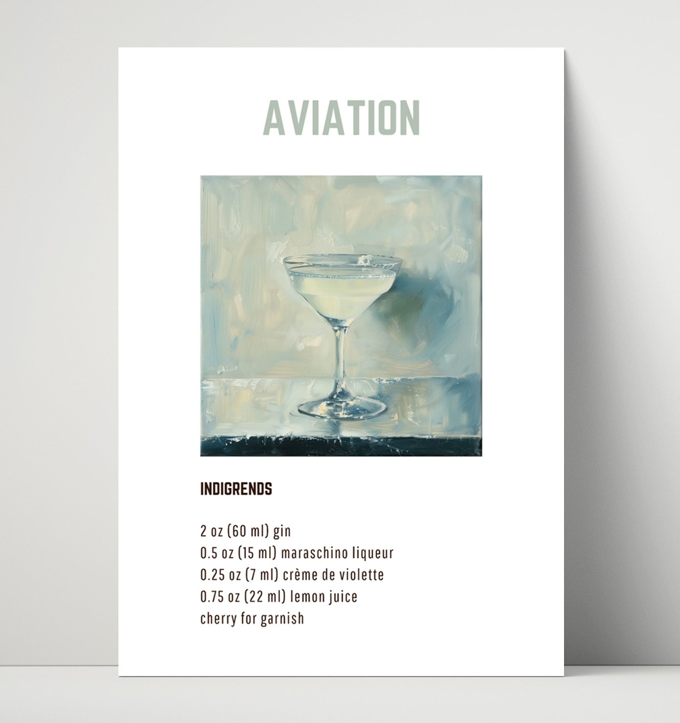 Champagne 16x20 Unframed Print cocktail recipe wall art print – Cocktail Recipies decor