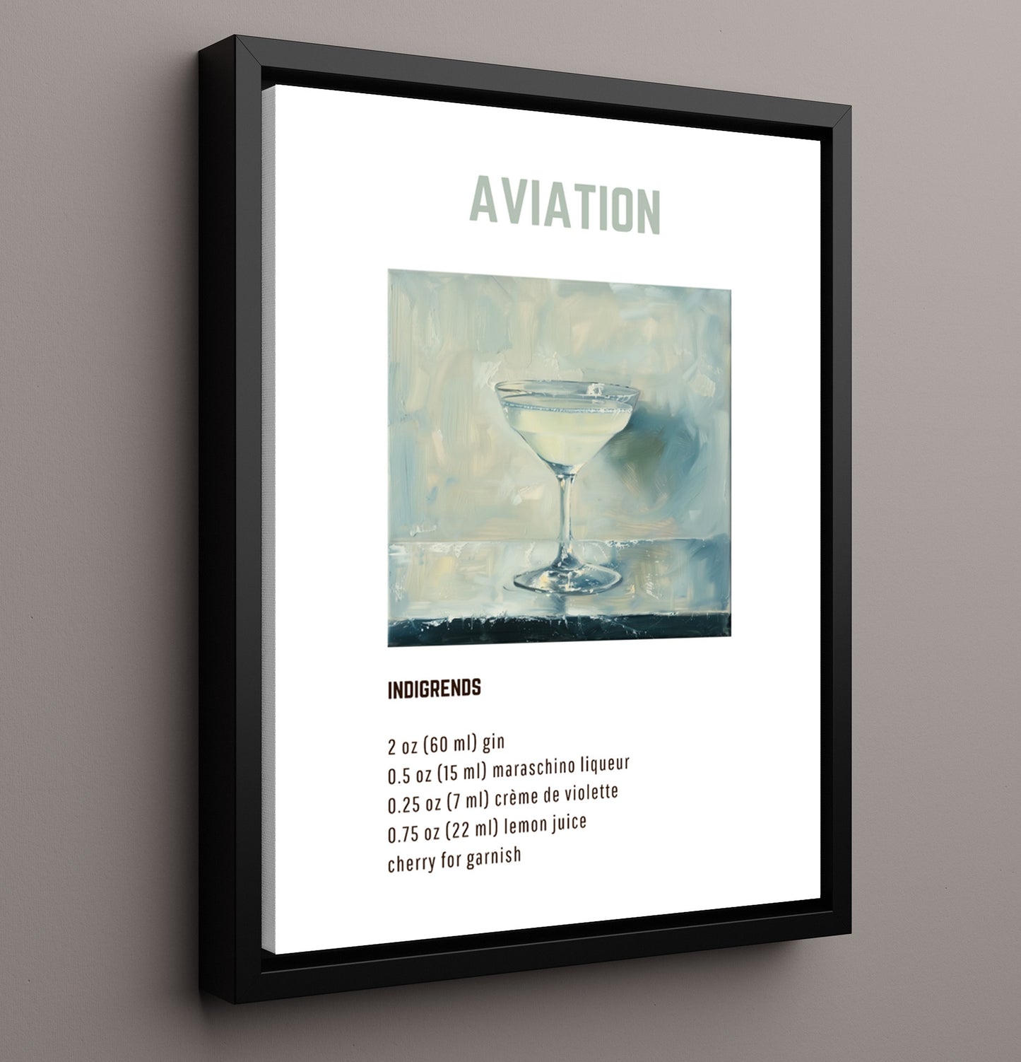 Champagne 16x20 Framed Canvas cocktail recipe wall art print – Cocktail Recipies decor