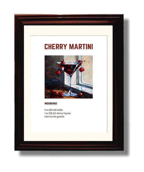 Cherry Martini 8x10 Beveled Frame cocktail recipe wall art print – Cocktail Recipies decor
