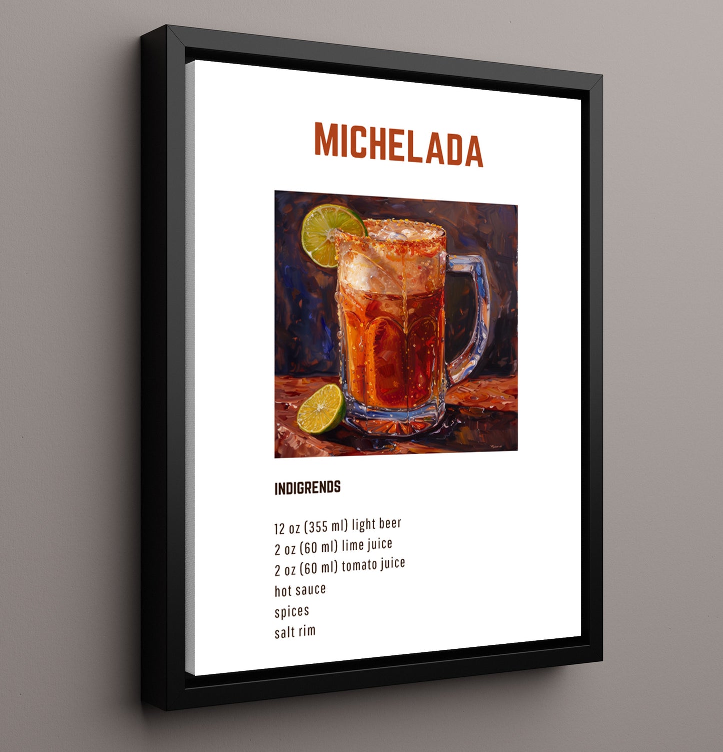 Cherry Moon 16x20 Framed Canvas cocktail recipe wall art print – Cocktail Recipies decor
