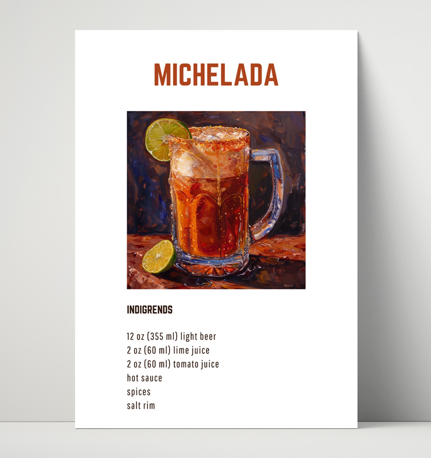 Cherry Moon 16x20 Unframed Print cocktail recipe wall art print – Cocktail Recipies decor
