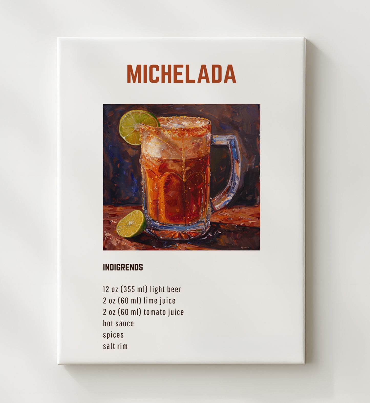 Cherry Moon 20x24 Canvas cocktail recipe wall art print – Cocktail Recipies decor