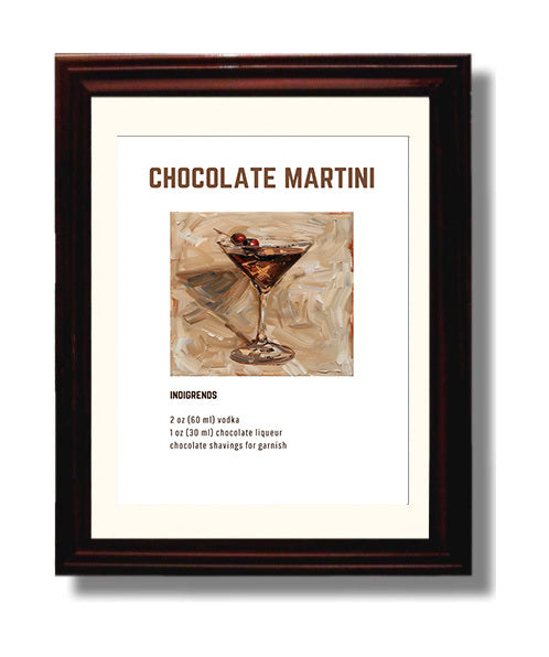 Chocolate Martini 8x10 Beveled Frame cocktail recipe wall art print – Cocktail Recipies decor