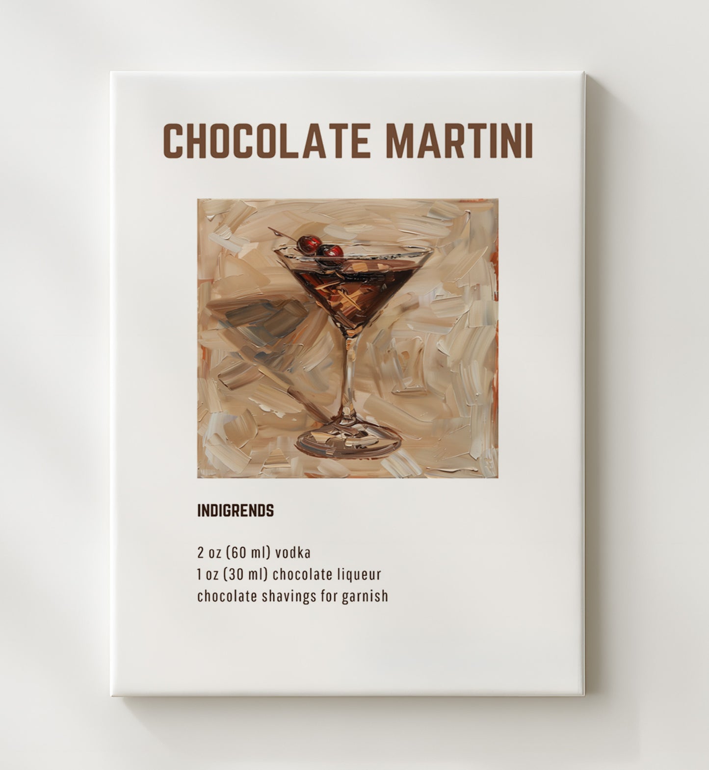 Chocolate Martini 20x24 Canvas cocktail recipe wall art print – Cocktail Recipies decor