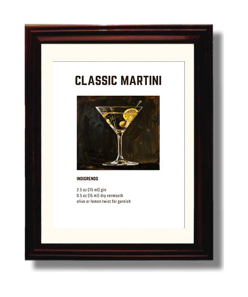 Classic Martini 8x10 Beveled Frame cocktail recipe wall art print – Cocktail Recipies decor