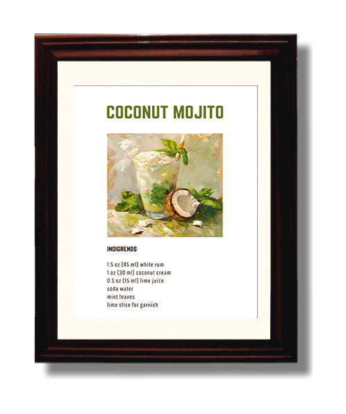 Coconut Mojito 8x10 Beveled Frame cocktail recipe wall art print – Cocktail Recipies decor