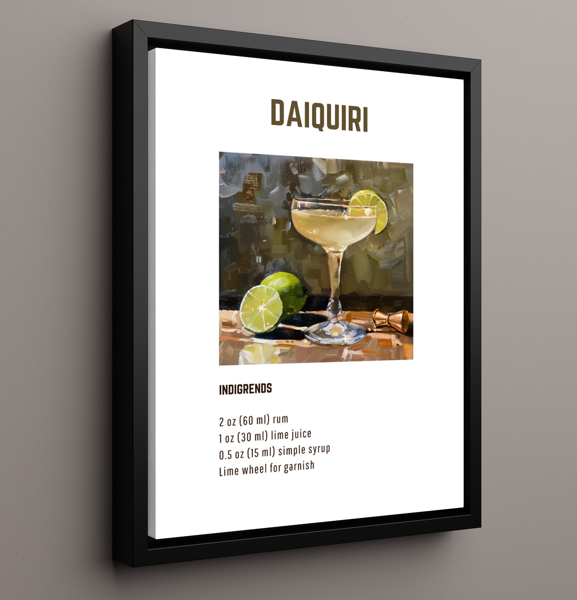 Daiquiri 16x20 Framed Canvas cocktail recipe wall art print – Cocktail Recipies decor