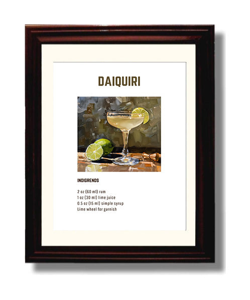 Daiquiri 8x10 Beveled Frame cocktail recipe wall art print – Cocktail Recipies decor