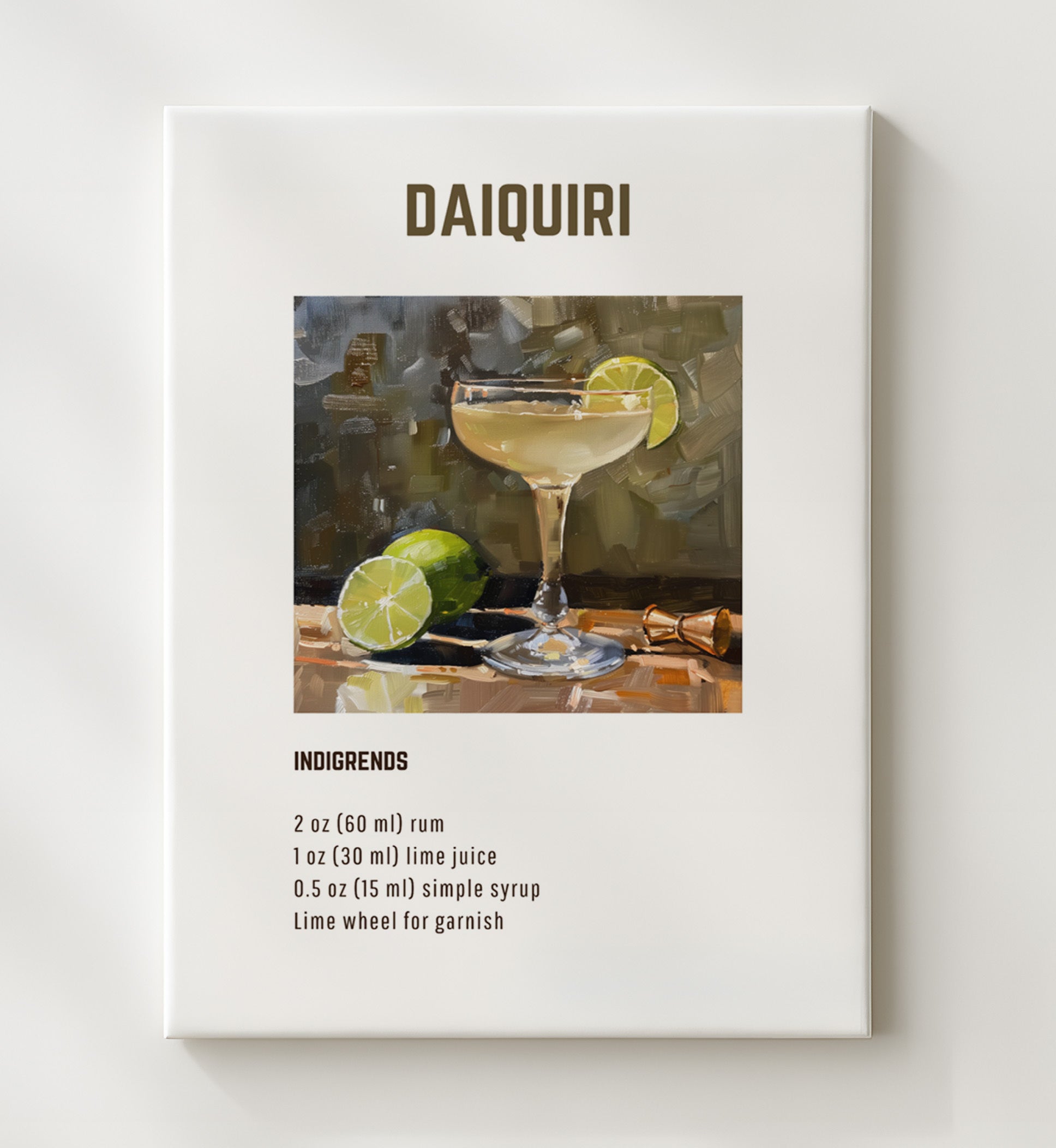 Daiquiri 20x24 Canvas cocktail recipe wall art print – Cocktail Recipies decor