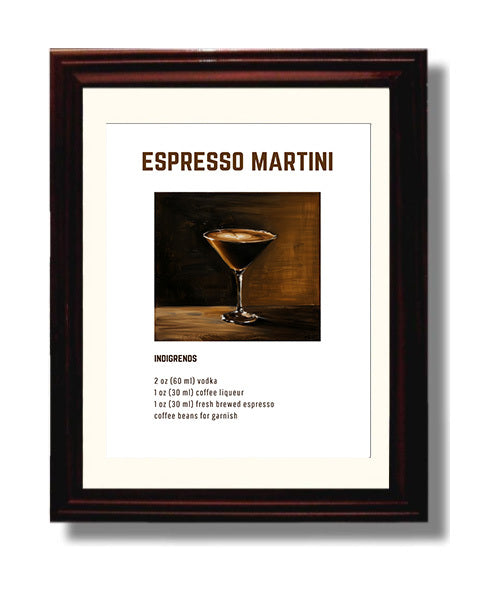 Espresso Martini 8x10 Beveled Frame cocktail recipe wall art print – Cocktail Recipies decor