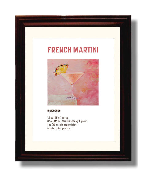 French Martini 8x10 Beveled Frame cocktail recipe wall art print – Cocktail Recipies decor