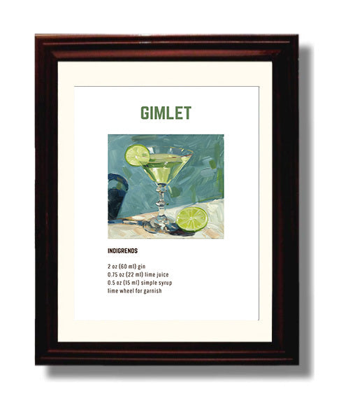 Gimlet 8x10 Beveled Frame cocktail recipe wall art print – Cocktail Recipies decor