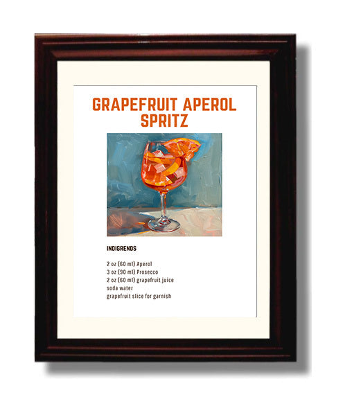 Grapefruit Aperol Spritz 8x10 Beveled Frame cocktail recipe wall art print – Cocktail Recipies decor