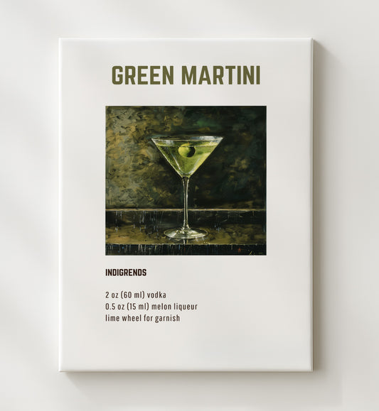 Green Martini 16x20 Gallery Frame cocktail recipe wall art