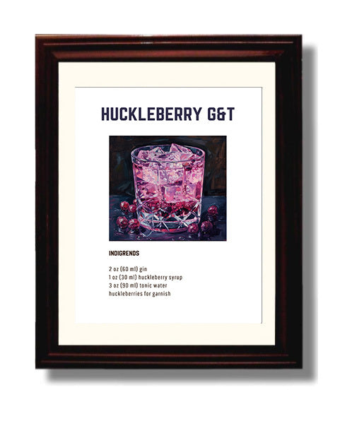 Huckleberry GandT 8x10 Beveled Frame cocktail recipe wall art print – Cocktail Recipies decor
