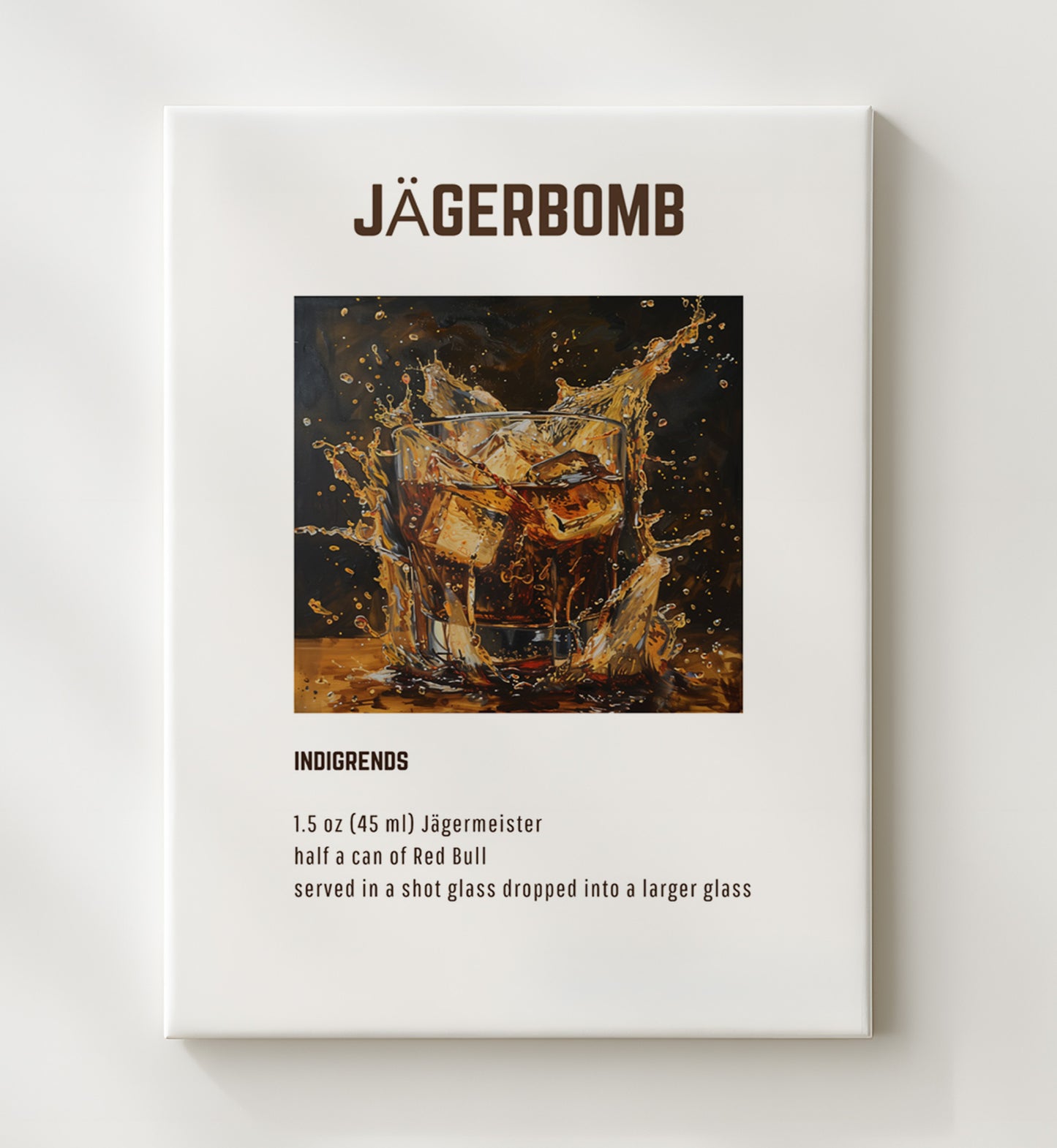 Jagerbomb 20x24 Canvas cocktail recipe wall art print – Cocktail Recipies decor