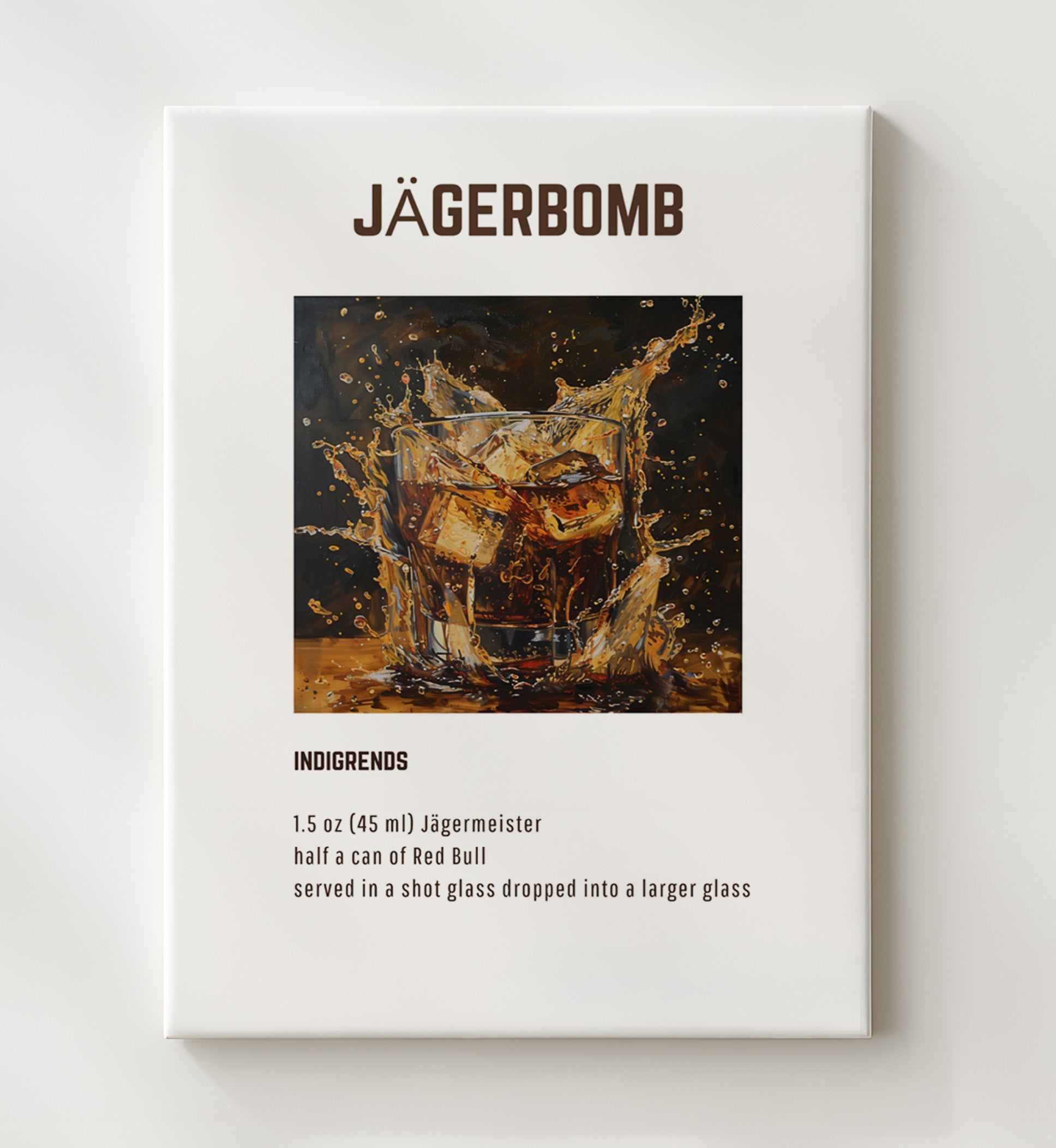 Jagerbomb 20x24 Canvas cocktail recipe wall art print – Cocktail Recipies decor