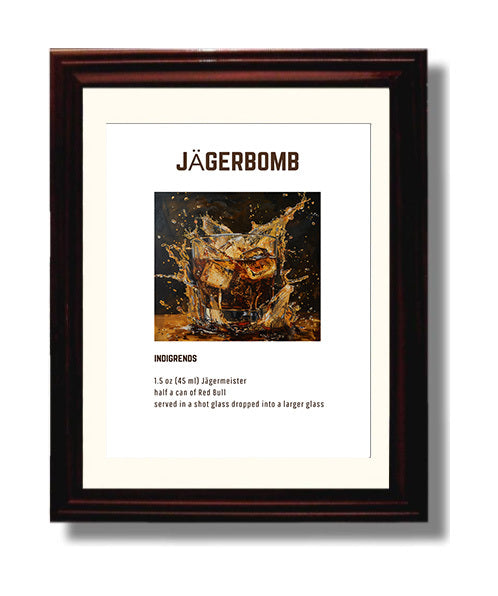 Jagerbomb 8x10 Beveled Frame cocktail recipe wall art print – Cocktail Recipies decor