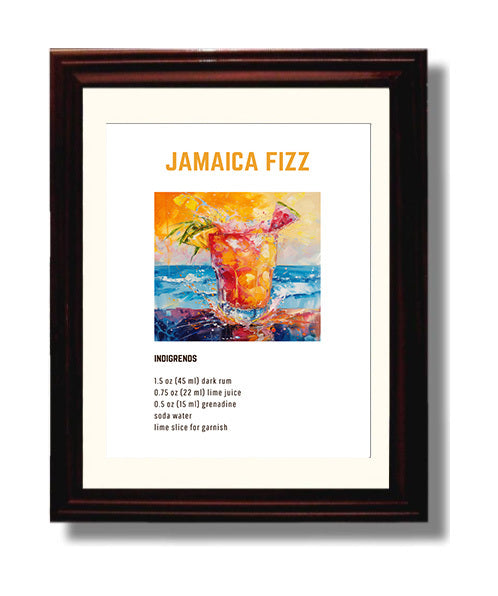 Jamaica Fizz 8x10 Beveled Frame cocktail recipe wall art print – Cocktail Recipies decor