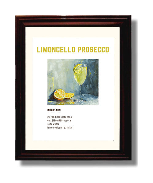 Limoncello Prosecco 8x10 Beveled Frame cocktail recipe wall art print – Cocktail Recipies decor