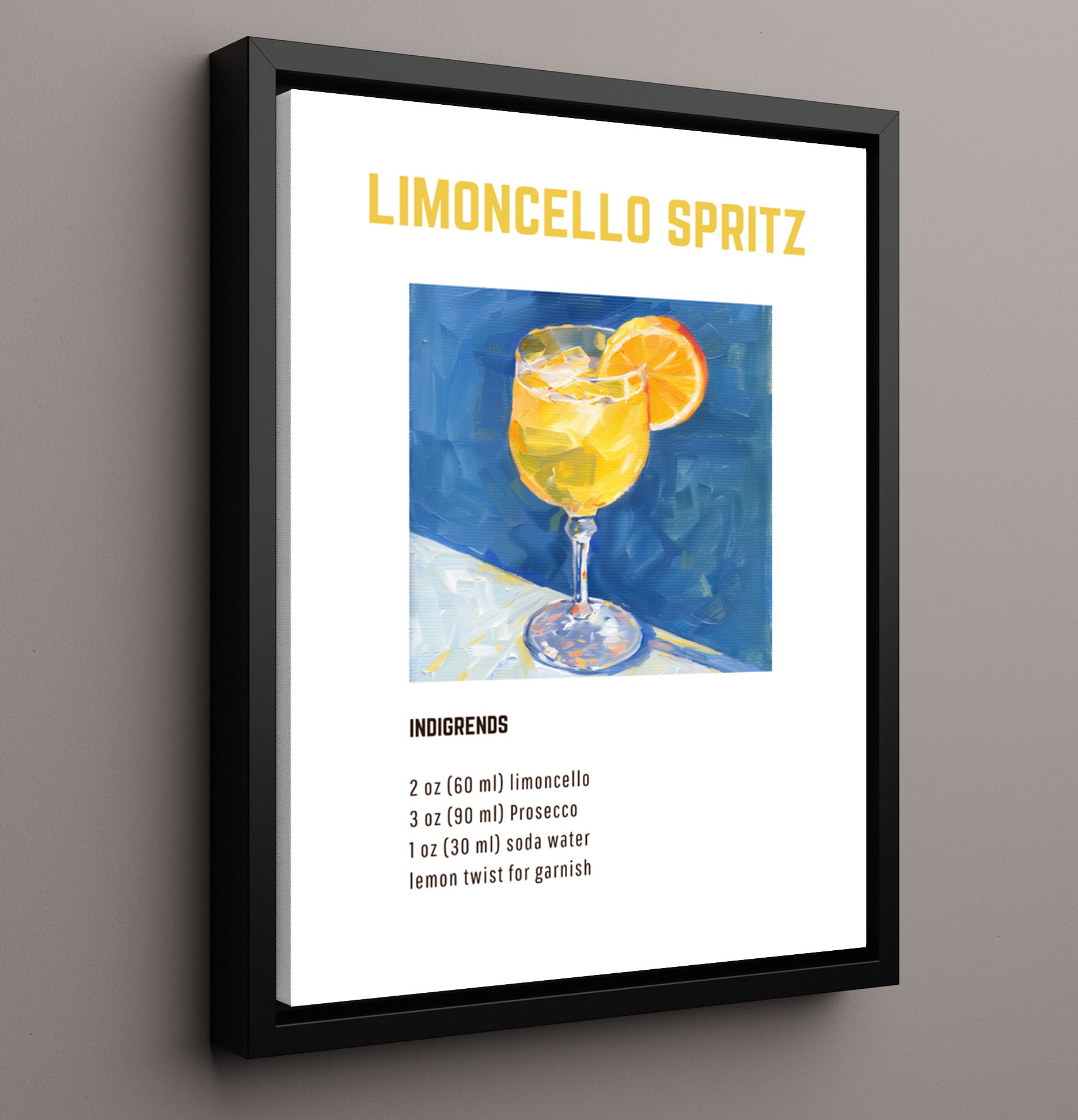 Limoncello Spritz 20x24 Canvas cocktail recipe wall art