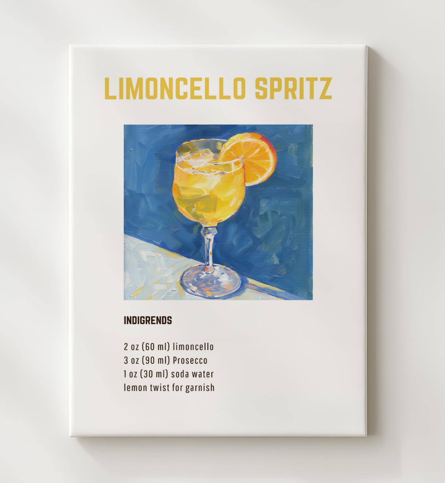 Limoncello Spritz 16x20 Gallery Frame cocktail recipe wall art