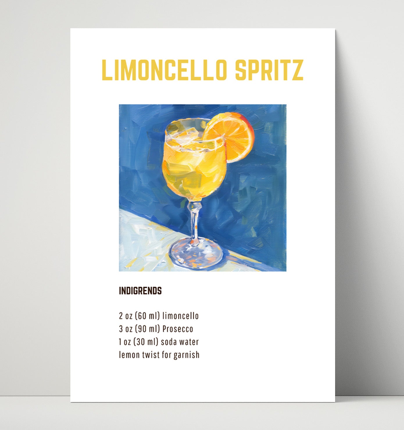 Limoncello Spritz 16x20 Framed Canvas cocktail recipe wall art